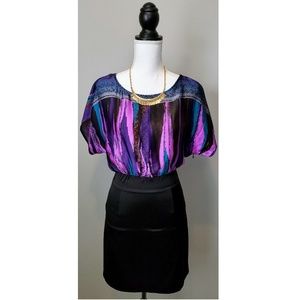 Multi-Color Dolman-Sleeved Dress